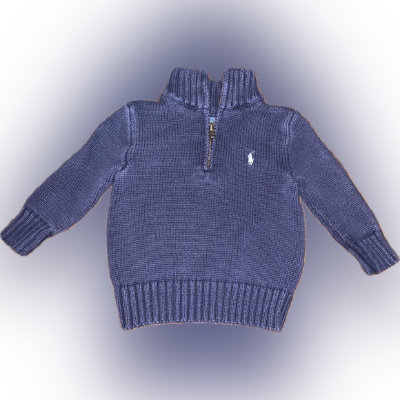 Polo Ralph Lauren Knit Navy Blue Half-Zip Sweater Pullover Top 18m Preppy Pony - Picture 2 of 7